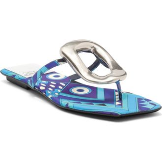 Jeffrey Campbell Linques Flip Flop in Navy Multi Silver at Nordstrom, Size 9.5