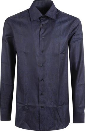 Etro Paisley Print Shirt - Heren - Casual Overhemden - Blauw - M - Leer - Overhemden