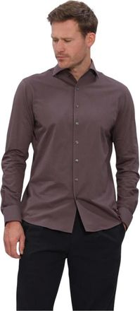 Profuomo Heren, Overhemden, Bruin, Maat: XL Wol