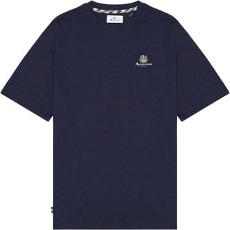 Aquascutum Mens Aquascutum Active Small Logo Navy Blue T-Shirt - Black - Size: 42