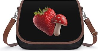 Generic Strawberry And Mushroom Fashion Womens Crossbody Bags Novelty Handbag Shoulder Bag Purse