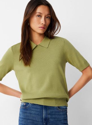 Contemporaine Womens Sleek fine-knit Polo Shirt