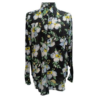 Tom Ford Pre-owned Mens Tom Button-Down Shirt in Floral Print Lyocell - Size EU 50 (Mens)