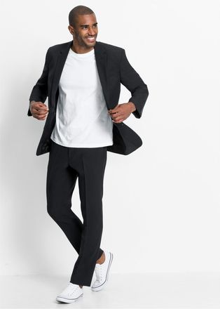 Bonprix Anzug BONPRIX Anzug (2-tlg. Set), Regular Fit, Herren, Gr. 102, U + S Gr, schwarz, Web, Obermaterial: 100% Polyester. Futter: 100% Polyester, gepflegt
