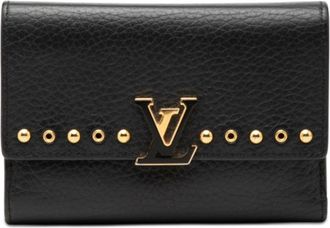 Louis Vuitton Black Leather Wallet (Tri-Fold) (Pre-Owned)