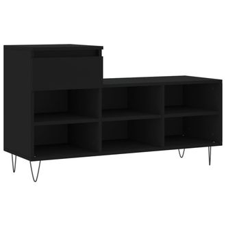 vidaXL Vidaxl - Mueble Zapatero Madera Contrachapada Negro 102x36x60 Cm