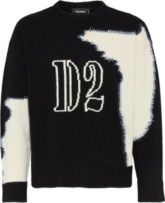 Dsquared2 Maglione con motivo a intarsio - Nero