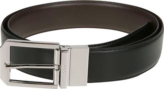 Ermenegildo Zegna Reversible Bovine Leather Belt With Polished Metal Buckle