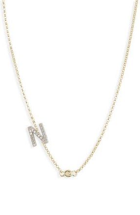 Meshmerise Bezel Diamond Initial Chain Necklace - 0.2ct. in Yellow-N at Nordstrom Rack