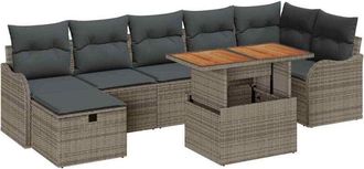 vidaXL Conjunto De Sof&aacute; De Jard&iacute;n 8 Pcs Gris Polirat&aacute;n Vidaxl