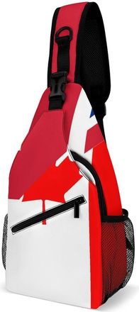 Generic Birtish And Canada Flag Unisex Shoulder Bags Casual Crossbody Chest Bag Sling Backpack for Hiking Cycling Travel