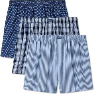 Tommy John Woven Boxers 3-pack Mens Underwear Gents Blue/Cerulean Plaid/Cerulean Vertical Classic Stripe : 2XL, Cotton