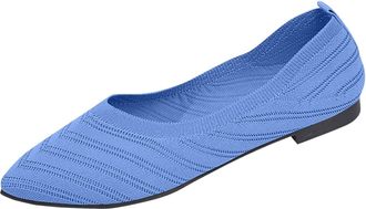 Generic Blue Womens Casual Square Toe Flat Loafers for Spring Summer Comfortable Slip-On Walking Shoes with Lightweight Flexible Sole