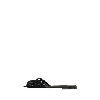 Dolce & Gabbana Ciabatta Flat in Pizzo - Dames - Sandalen - Zwart - 36 EU - Katoen - Schoenen