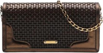 Burberry Pre-owned Woven Leather & Suede Shoulder Bag - Dames - Vintage Schoudertas - Bruin - ONE Size - Leer - Vintage