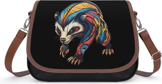 Generic Colorful Aggressive Badger Small Womens Crossbody Bags Shoulder Handbag with Adjustable Strap for Travel