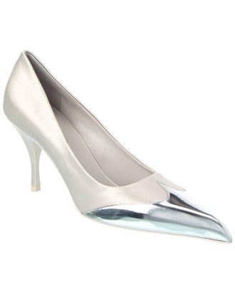 Prada Satin & Metallic Leather Pointy-Toe Pump