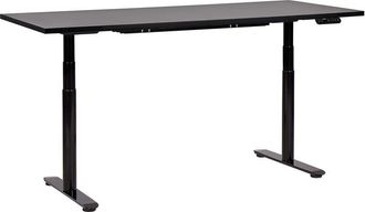 Beliani Beliani - Escritorio De Altura Regulable El&eacute;ctrico Dise&ntilde;o Moderno Patas Redondas 180 X 80 Cm Tablero Negro Soporte De Acero Negro Destinas