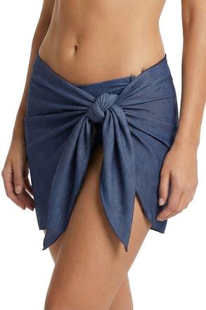 Change of Scenery Liv Cover-Up Swim Sarong in Indigo Twill at Nordstrom