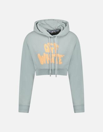 Off-white Womens Off-White 70s Type Logo Crop Sweatshirt Grey - Size: 18/16
