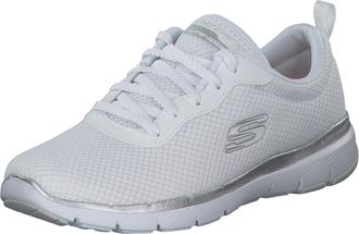 Skechers Womens Flex Appeal 3.0 First Insight Trainers, White Mesh Silver Trim, 5 UK