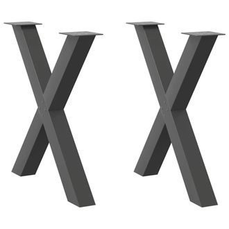 Berkfield Home Dining Table Legs X-Shaped 2 pcs Anthracite 70x(72-73) cm Steel in Black