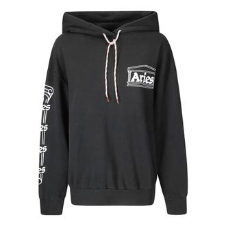 Aries Hoodies & sweatvesten, Heren, Zwart, M, Katoen, Katoenen sweatshirt met capuchon en logoprint