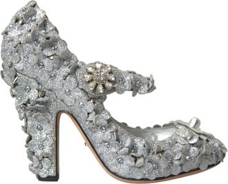 Dolce & Gabbana Zilver Bloemige Kristallen Mary Jane Pumps Schoenen