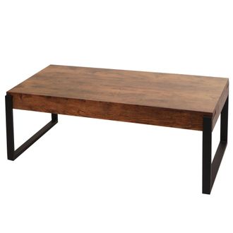 Hhg Mesa De Centro Hhg 699, Mesa De Sal&oacute;n Mesa Auxiliar Mesa De Sof&aacute;, Metal 43x110x64cm, Roble Silvestre Oscuro