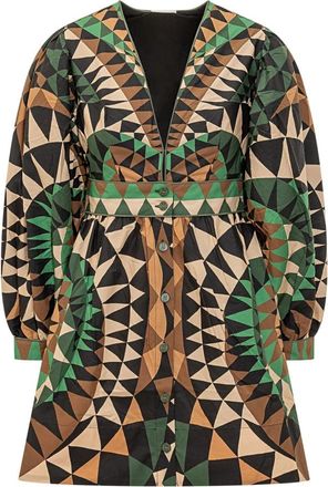 Farm Rio Geometric Print Mini Jurk - Dames - Korte kleedjes - Veelkleurig - L - Kleedjes