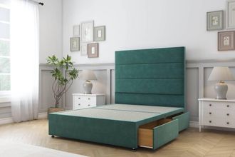 Sloomy Texas Plush Divan Set 2 Drawers-26 Headboard in Emerald | Size: Super King