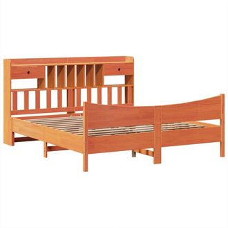 vidaXL Vidaxl - Cama Sin Colch&oacute;n Madera Maciza De Pino Marr&oacute;n Cera 200x200 Cm