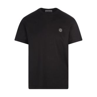 Stone Island Zwart Katoenen Herenmode - Heren - T-shirts - Zwart - M - Katoen - Tops