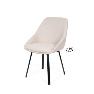 Koketto Home Silla de comedor acolchada beige con patas negras