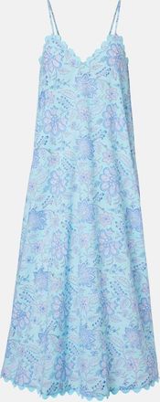 Juliet Dunn Floral scalloped cotton midi dress