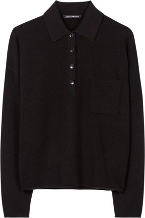 Luisa Cerano Fijngebreide Polo - Dames - Polos - Bruin - S - Wol - Tops