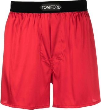 Tom Ford Ondergoed, Heren, Rood, XL, Satijn, Ondergoed met satijnen afwerking en logotailleband