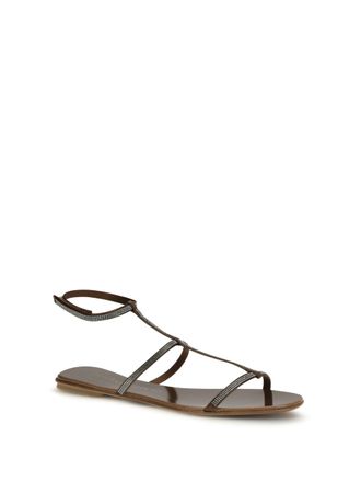 Pedro Garcia Womens Rhinestone Sandals Nutmeg Satin Calf Leather Bos Taurus
