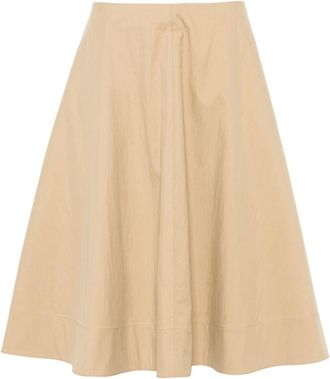 Khaite Renta twill midi skirt - women - Cotton/Polyamide - 2 - Neutrals