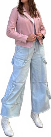 Mauritius Sofia Leather Jacket In Hibiscus Pink
