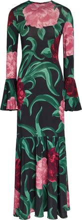 La DoubleJ LA Double J Alba Floral-print Stretch-jersey Maxi Dress - Black - XL (UK16 / XL)