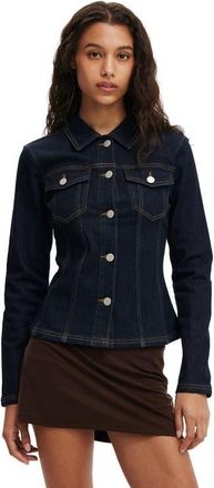 Cotton On Womens Fitted Denim Jacket in Aries Blue at Nordstrom, Size 0