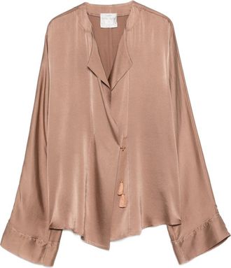 Forte_Forte Forte Forte Womens V-Neck Silk Satin Shirt