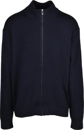 A|X Armani Exchange Multicolor Ribbed Knit Wool-Blend Zip Cardigan