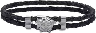 Versace La Medusa Double Braided Leather Bracelet