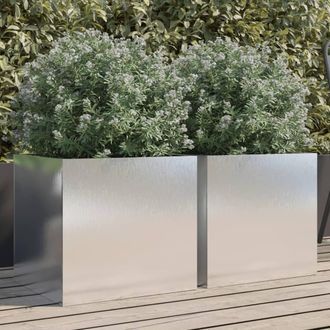 Berkfield Home Planters 2 pcs Silver 42x40x39 cm Stainless Steel | Size: 42 x 40 x 39 cm