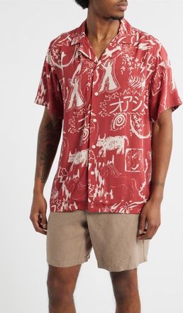 OAS Gensou Rocco Camp Shirt in Red at Nordstrom, Size Xx-Large