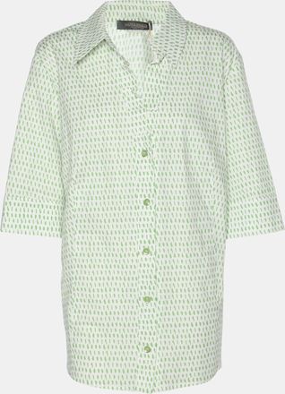 Marina Rinaldi Green Stretch Cotton Spot Print 3/4 Sleeve Shirt