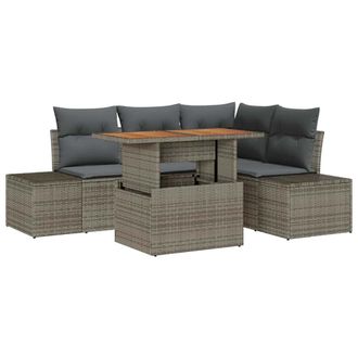vidaXL Set Divano Da Giardino 5 Pcs Grigio Poly Rattan - Vidaxl