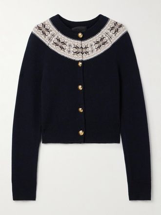 Nili Lotan Cardigan In Cashmere Fair Isle Josefa - Blu